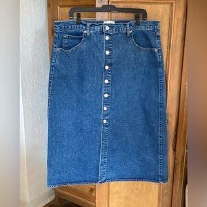 Universal Thread Denim Midi A-Line Button Front Skirt Size 14 Classic Skirt